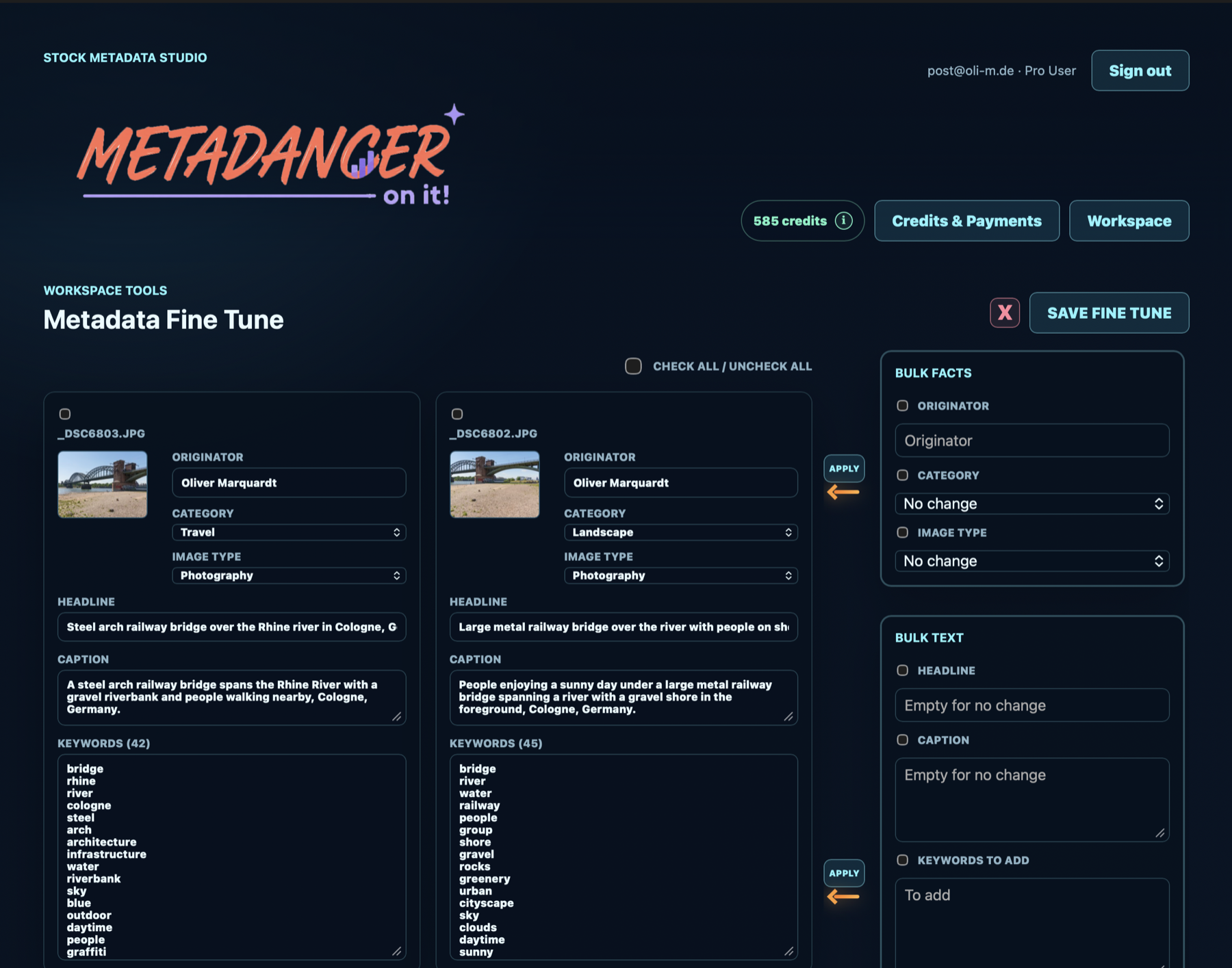 Metadancer Metadata Fine Tune workspace